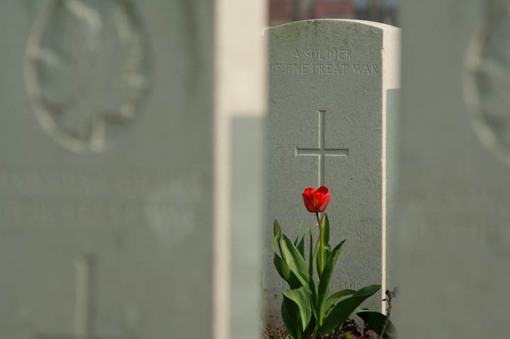 Passchendaele Cemetery, near Ypres, Belgium.