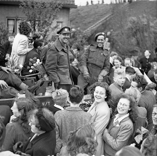 Dutch civilians celebrating the liberation of the Netherlands